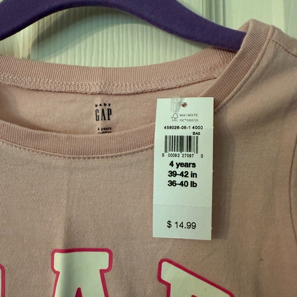 GAP Light Pink Kids Tee NWT - Picture 3 of 4